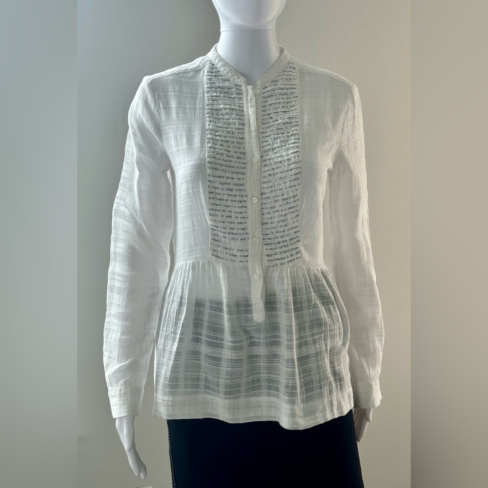 Maeve Anthropology blouse size 2. White with long sleeves, 3/4 buttons
